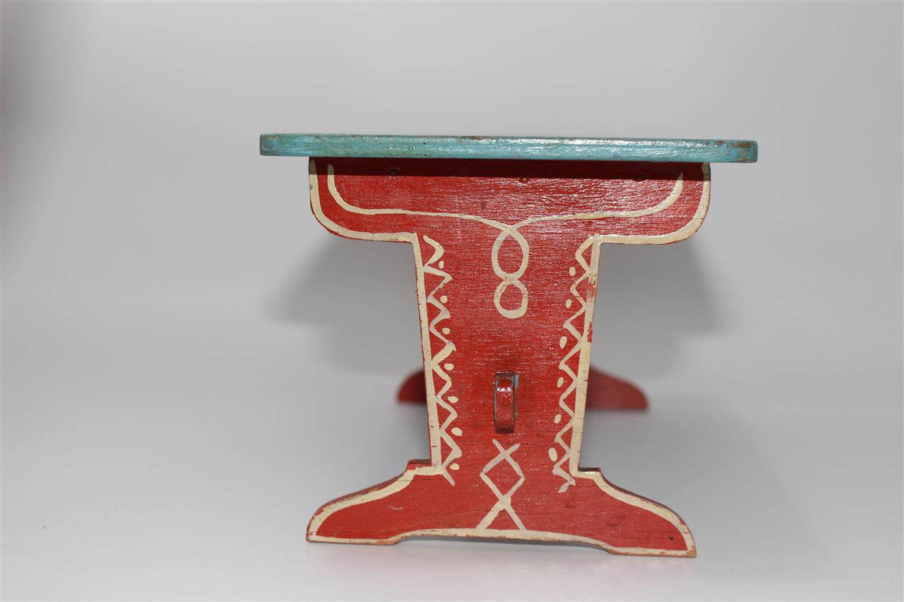 alter bäuerlicher Bauernmöbel Tisch mit 3x Stuhl für Puppenstube #F302